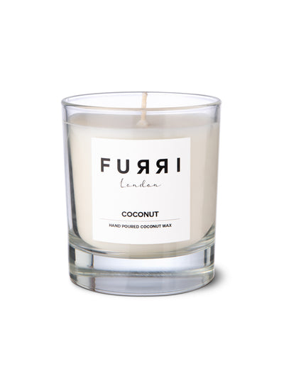 Coconut, candle, Furri, luxury, brand, british, girl, london, faux, designer, candle, vegan, cruelty free, hand poured, London business, candle making, coconut, natural, wax, coconut wax, kosher, no additives, scented